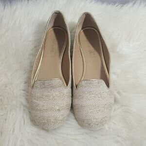 Splendid Beige Woven Flats with Gold Accent